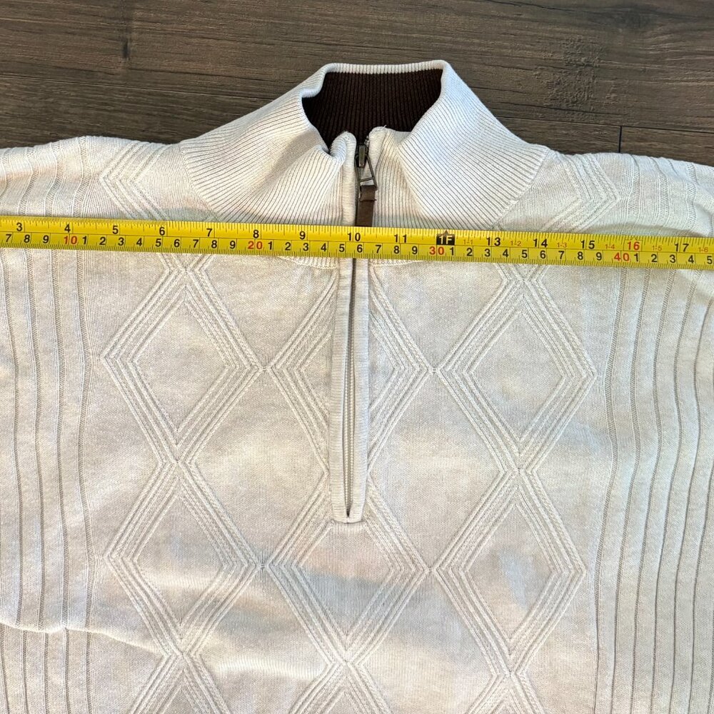 BACHRACH MEN'S LARGE COTTON TAN SWEATER - Picture 4 of 11